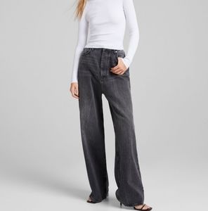Bershka Fit Wide Leg Black Jeans Sz USA 10 , EUR 42
